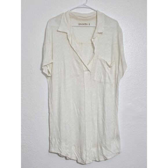 Free People The Posh Tee We The Free Collared Oversized V-Neck Baggy Shirt Tunic - Picture 2 of 11